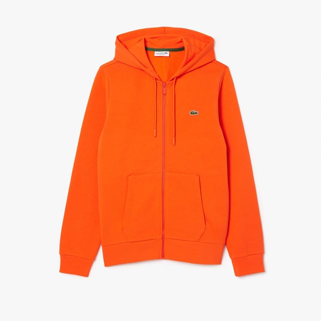 Zip-Up Fleece Hoodie Organic brushed cotton and recycled polyester Classic fit for natural ease Kangaroo pocket Jersey-lined hood Embroidered crocodile on chest