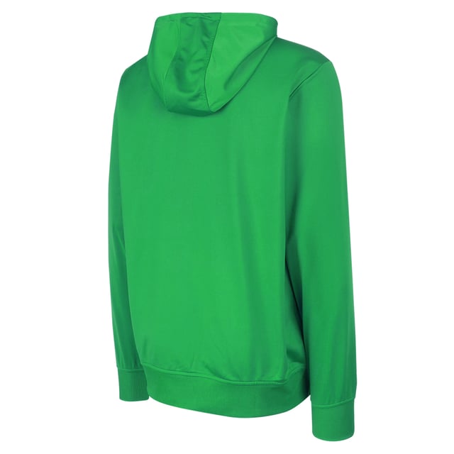 Materiaal: 100% polyester. Ontwerp: Gestapeld logo. Eigenschappen kap: 3-delig, Koord, Gegroeid op kap. Gemerkte Oogjes. Hem: Uitgerust, geribbeld. Manchet: Gemonteerd, geribbeld. Halslijn: Kapitein. Mouwtype: Met lange mouwen. Zakken: 2 zijzakken, omgekeerde rits, ritsbeschermer. Bevestiging: Trek aan de achterkant.