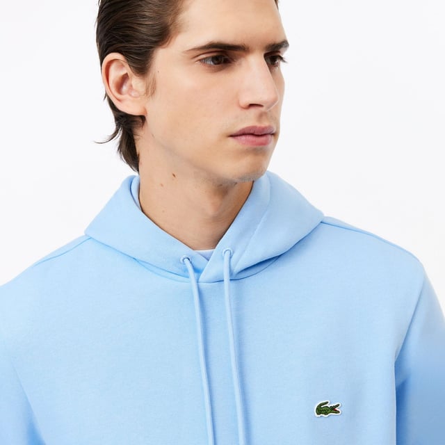 Fleece Hoodie Organic brushed cotton and recycled polyester Classic fit for natural ease Kangaroo pocket Jersey-lined hood Embroidered crocodile on chest