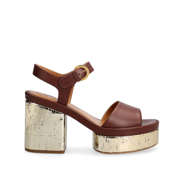 Chlo�� Odina leren sandalen '- Samenstelling: 100% kalfsleer - Binnenkant: Leer - Binnenzool: Leer - Zool: Leer - Hak: 10,0 cm / 25,4 inch - Platform: 4,0 cm / 10,16 inch - ronde neus - Logosluiting op de enkel - Gelakt detail aan de zijkant - Geslacht: VROUWEN -