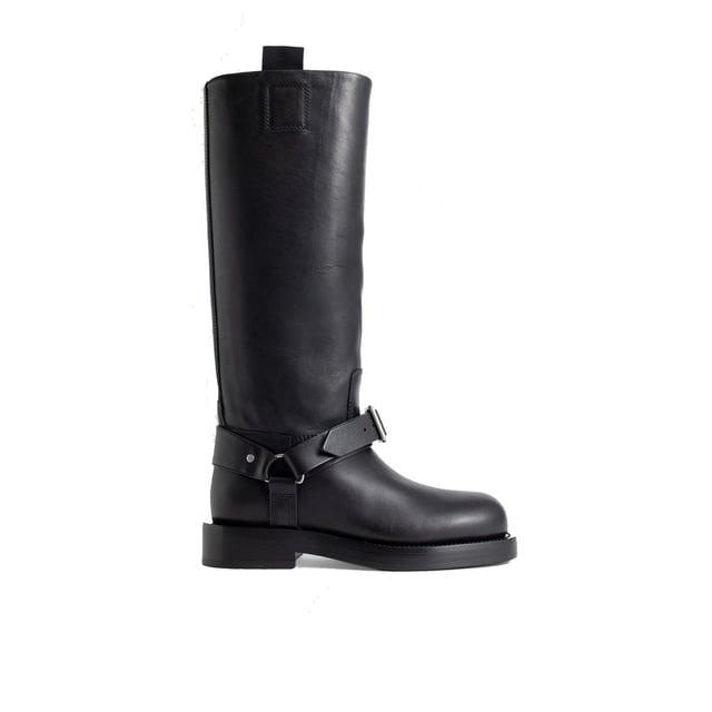 Botas altas Sadlle de Burberry - Composición: 100% piel de becerro - Interior: Piel - Plantilla: Piel - Suela: Piel - Puntera cuadrada - Slip on - Tiradores laterales - Piel plena flor - Made in Italy - Género: MUJER -