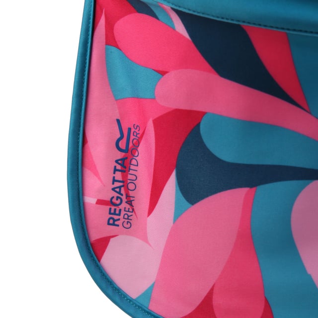 85% Polyester, 15% Elastane. Design: Contrast, Logo, Tropical Leaves. 3 Row Stitching, Ear And Neck Protection, Sunshade Neck Protector. Fabric Technology: Durable, UV Protection. Sun Rating: UPF 50+.