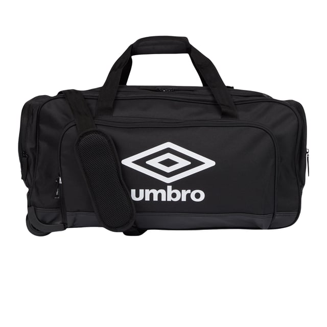 Design: Logo, Printed. Fastening: Two Way Zip. 2 Wheels, Pull Handle, Shoulder Strap, Webbing Carry Handle. Compartments: 1 Main Compartment. Pockets: 1 Front Pocket, 2 Side Pockets, Zip.
