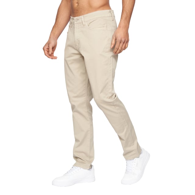 98% Cotton, 2% Elastane. Fabric: Canvas. Design: Plain. Fastening: Button, Zip Fly. Fabric Technology: Lightweight, Stretch. Belt Loops, DTM Buttons, Topstitched. Pockets: 2 Side Pockets, 2 Back Pockets, 1 Coin Pocket. Fit: Slim.