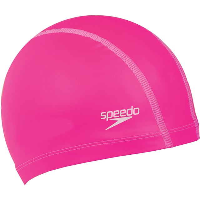 Materiaal: PU, Silicone. Ontwerp: Logo. Stoftechnologie: Duurzaam, Lichtgewicht, Waterbestendig. Hydrodynamisch. Panellering. Bevestiging: Pull-On. Chloorbestendig. Scheurbestendig.