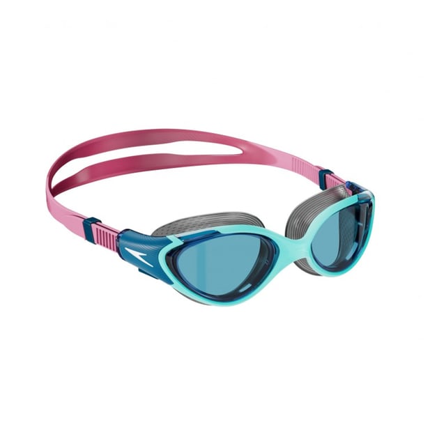 Ontwerp: Logo. Stoftechnologie: IQfit. Biofuse, Hydrodynamische Neusbruggen. Bevestiging: Knop. Dubbele siliconen hoofdband, verbeterd perifeer zicht, lekvrij, zacht afsluitend montuur. Duurzaam. Hydroscopische lens.