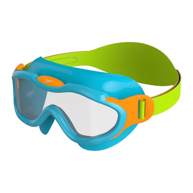 Design: Contrast Colour, Logo. Biofuse. Cushioned. 100% UV Protection, Anti-Fog, Blocks UVA and UVB Rays. Suitable for: Children Aged 2-6 Years. Clear Lens. Soft. Fastening: Touch Fastening.