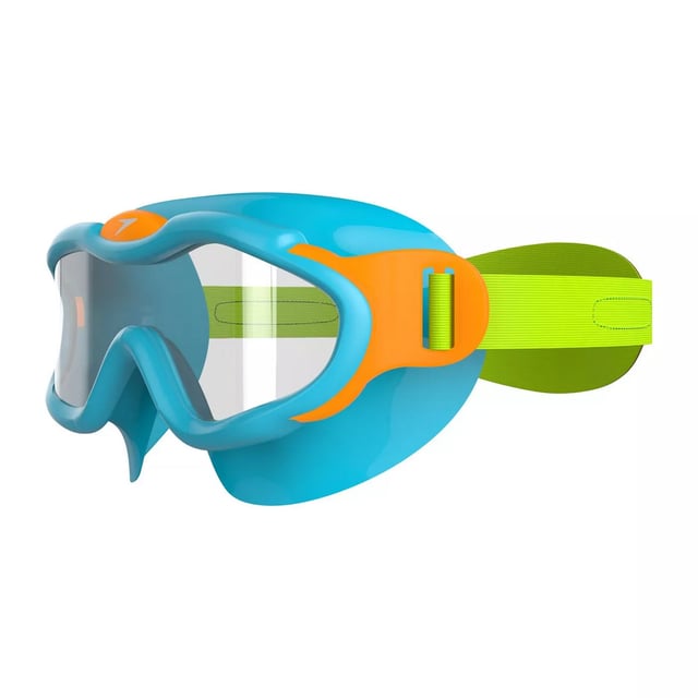 Design: Contrast Colour, Logo. Biofuse. Cushioned. 100% UV Protection, Anti-Fog, Blocks UVA and UVB Rays. Suitable for: Children Aged 2-6 Years. Clear Lens. Soft. Fastening: Touch Fastening.