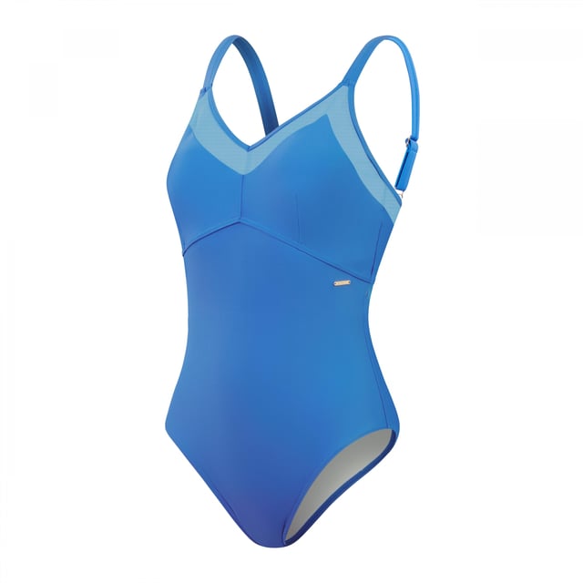 100% Nylon. Ontwerp: Logo, eenvoudig. Bevestiging: Pull-On. Hals: V Hals. Chloorbestendig. Verstelbare riem, metalen pin in reliëf, gaaspaneel. Stoftechnologie: Creora Highclo.