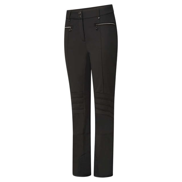 Dare 2B Womens/Ladies Upshill II Ski Trousers (Black) 100% Polyester. Fabric Technology: ARED 15/15, Breathable, Durable, PFC Finish, PFOA Free, PFOS Free, Showerproof, Water Repellent, Waterproof. Hem: Gusseted, Zip. Sustainability: Made from Recycled Materials. Design: Plain. Fastening: Pull-On, Snap Buckle. Fit: Slim. Snow Gaiters.