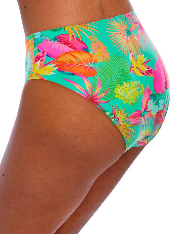 Freya Isla Margarita High Waist Bikini Brief. Printed swimwear bottom with high rise and full coverage. This product is recommended to be washed on a gentle wash cycle.