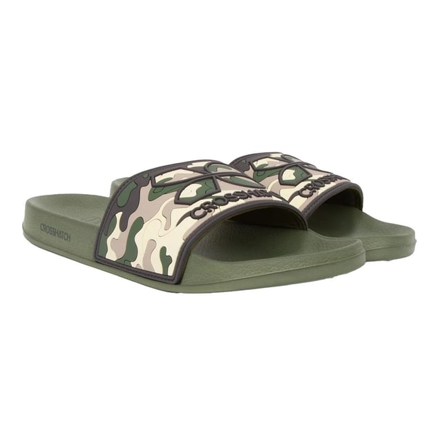 Bovenwerk: PU (Polyurethaan). Binnenzool: Gevoerd, Zacht, Textuur. Buitenzool: EVA. Lichtgewicht. Plat. Ontwerp: Camouflage, Logo. Teenstijl: Open. Sluiting: Instap.