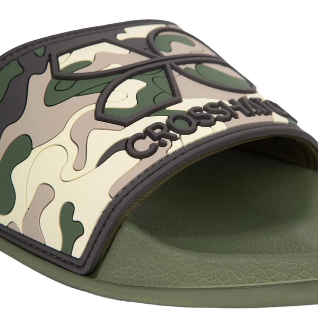 Bovenwerk: PU (Polyurethaan). Binnenzool: Gevoerd, Zacht, Textuur. Buitenzool: EVA. Lichtgewicht. Plat. Ontwerp: Camouflage, Logo. Teenstijl: Open. Sluiting: Instap.