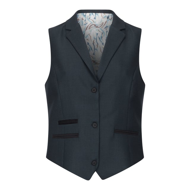 Verrijk je garderobe met dit verfijnde 3-delige damespak, ontworpen met een verfijnd olijfgroen Prince of Wales-ruitpatroon. Ideaal voor zakelijke en formele gelegenheden, dit pak heeft een flatterende, op maat gemaakte pasvorm die zowel stijl als de hele dag comfort biedt. Gemaakt van een duurzame maar zachte mix van 65% polyester en 35% viscose, zorgt het voor langdurige slijtage en behoudt het zijn elegante structuur. De set bestaat uit een bijpassend jasje, gilet en pantalon - perfect voor het creëren van een samenhangende, gepolijste look of om te mixen met andere items in je garderobe voor veelzijdige styling. Elegant ontwerp: Olijfgroen Prince of Wales-ruitpatroon voor een tijdloze, professionele look Tailored Fit: Flatterend silhouet met deskundige maatwerk voor stijl en comfort Premium stof: Duurzame mix van 65% polyester en 35% viscose met een zachte afwerking 3-delige set: Inclusief jasje, gilet en pantalon voor volledige outfitflexibiliteit Perfect voor zakelijke/formele settings: Ideaal voor op kantoor, vergaderingen of speciale evenementen