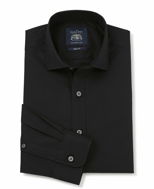 We've added a hint of stretch to this men's slim fit cotton shirt to allow better ease of movement and all-day comfort - whether you're at a wedding or an important business event. You'll find our usual curl-resistant collar, plus single cuffs and back darts.