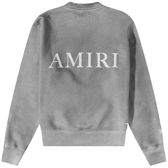 Amiri Brand Logo Grey Sweatshirt, 100% Cotton, Logo On Chest, Made In Italy, Crew Neck, Long Sleeves, Large Logo Across Chest, Brand Logo, Elasticated Neck, Sleeve Ends and Bottom