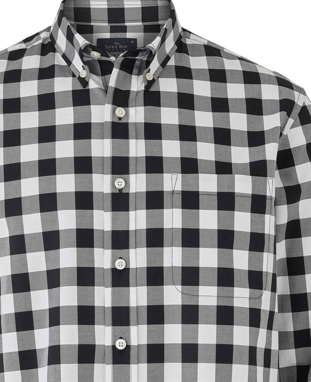 Featuring a bold black and white check, this button-down shirt will stand proud with a pair of chinos or jeans. It's made from 100% BCI cotton in a  fine twill weave and is cut to a classic fit shape for comfort.