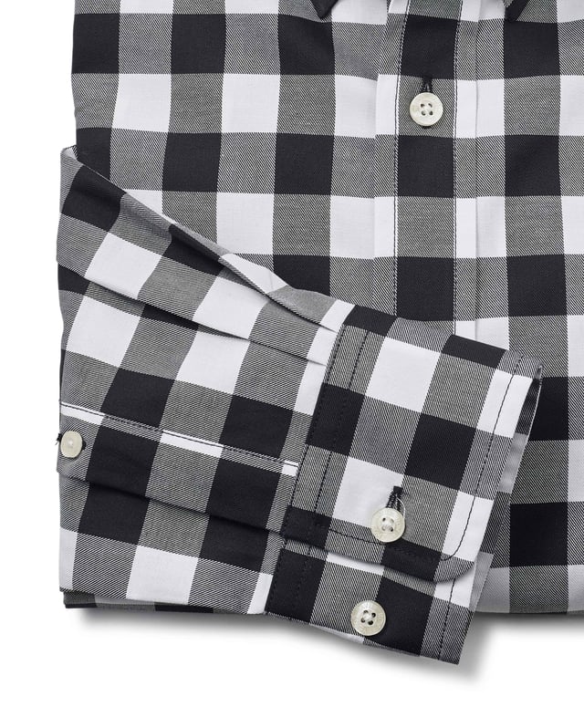 Featuring a bold black and white check, this button-down shirt will stand proud with a pair of chinos or jeans. It's made from 100% BCI cotton in a  fine twill weave and is cut to a classic fit shape for comfort.
