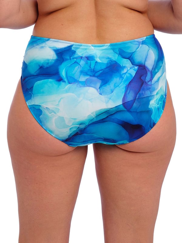 Fantasie Saunton Sands Full Bikini Brief. High rise swimwear bottom with full coverage, fully lined and ruching effect for gathered styling. Product is recommended to be washed on a gentle wash cycle.