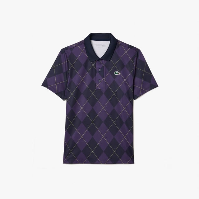 Womens Lacoste SPORT Regular Fit UV Protect Golf Polo Shirt in navy blue - purpleThis Lacoste polo shirt is designed for expert golfers  featuring Ultra Dry technology and UPF50+ protection. With a print inspired by the Lacoste archives for added croco-style. We'll handle the look; you handle the swing.- Recycled polyester made from manufacturing offcuts- Regular fit  straight cut- Polo collar- Tested by golf professionals- UPF 50 UV protection- Silicone crocodile on chest- Main fabric: Polyester (94%)  Elastane (6%) - Collar: Polyester (98%)  Elastane (2%).  Machine washable.- Ref: PF7453-IEK