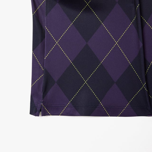 Womens Lacoste SPORT Regular Fit UV Protect Golf Polo Shirt in navy blue - purpleThis Lacoste polo shirt is designed for expert golfers  featuring Ultra Dry technology and UPF50+ protection. With a print inspired by the Lacoste archives for added croco-style. We'll handle the look; you handle the swing.- Recycled polyester made from manufacturing offcuts- Regular fit  straight cut- Polo collar- Tested by golf professionals- UPF 50 UV protection- Silicone crocodile on chest- Main fabric: Polyester (94%)  Elastane (6%) - Collar: Polyester (98%)  Elastane (2%).  Machine washable.- Ref: PF7453-IEK