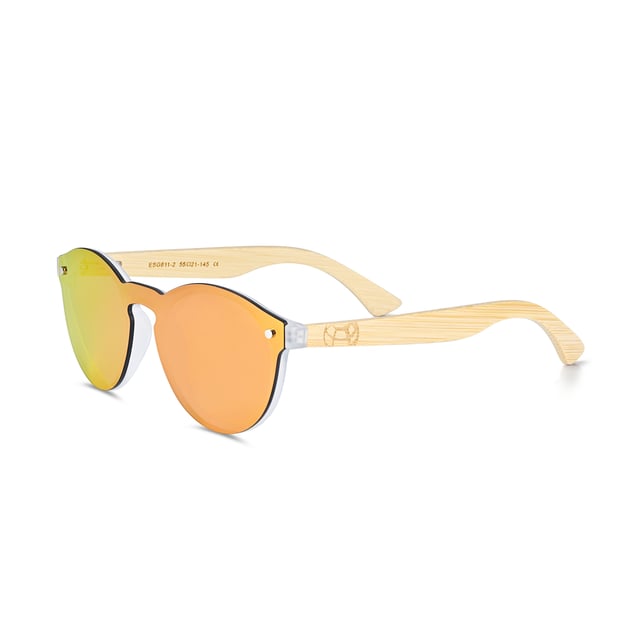 Earth Wood Tulum Polarized Sunglasses - Bamboo/Red Frame: Pink Polycarbonate ; Arm: Bamboo Wood; Earpiece: Bamboo Wood; Lens: Red Multi-Layer Triacetate Cellulose (TAC); Mirrored Lens: No; Gradient Lens: No; Polarization: Optical Quality; UV Protection: 100% UVA/UVB; Hinge: Spring Loaded Stainless Steel; Adjustable Nosepads: Yes; Lens Width: 49mm; Temple Length: 145mm; Bridge Width: 21mm.