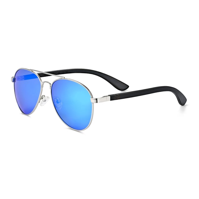 Earth Wood Sayulita Polarized Sunglasses - Dark Brown/Blue Frame: Silver Metal ; Arm: Dark Brown Wood; Earpiece: Dark Brown Wood; Lens: Blue Multi-Layer Triacetate Cellulose (TAC); Mirrored Lens: No; Gradient Lens: No; Polarization: Optical Quality; UV Protection: 100% UVA/UVB; Hinge: Spring Loaded Stainless Steel; Adjustable Nosepads: Yes; Lens Width: 60mm; Temple Length: 148mm; Bridge Width: 20mm.