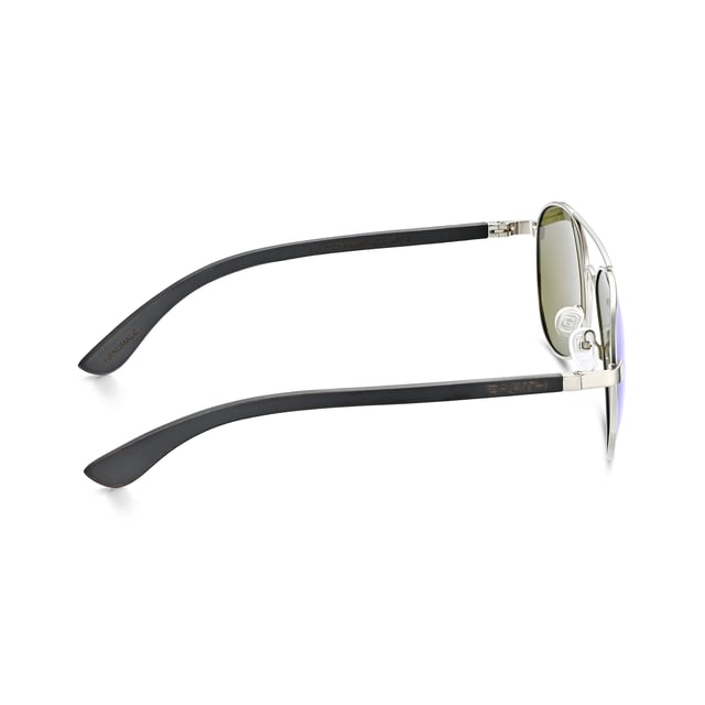 Earth Wood Sayulita Polarized Sunglasses - Dark Brown/Blue Frame: Silver Metal ; Arm: Dark Brown Wood; Earpiece: Dark Brown Wood; Lens: Blue Multi-Layer Triacetate Cellulose (TAC); Mirrored Lens: No; Gradient Lens: No; Polarization: Optical Quality; UV Protection: 100% UVA/UVB; Hinge: Spring Loaded Stainless Steel; Adjustable Nosepads: Yes; Lens Width: 60mm; Temple Length: 148mm; Bridge Width: 20mm.