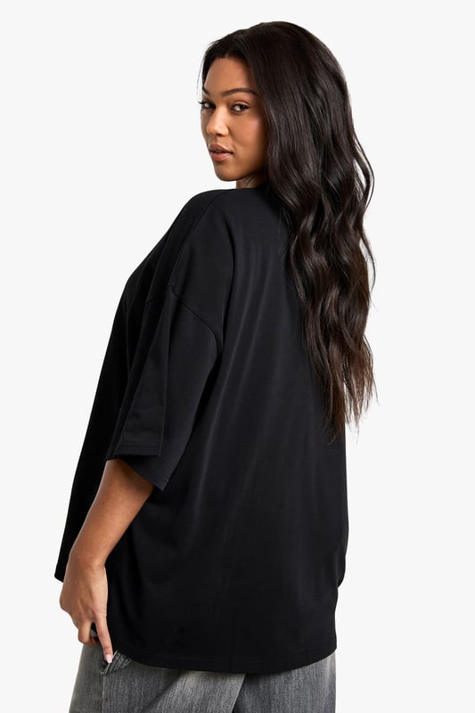 Super oversized fit for maximum comfort and contemporary style
        Crafted from soft cotton fabric for all-day wearability
        Relaxed dropped shoulders and roomy elbow-length sleeves
        Clean, minimalist design with a subtle crew neckline
        Generous length providing versatile styling options
    
    Make a bold statement with this super oversized cotton T-shirt from Boohoo. The relaxed silhouette creates an effortlessly cool vibe that works brilliantly with slim-fit bottoms for a balanced look. As seen on our model, pair with light grey joggers or leggings for casual daytime outings. The generous proportions allow for various styling options-try a half-tuck at the front with high-waisted jeans, or layer over cycling shorts for an on-trend ensemble. Perfect for casual coffee dates, weekend shopping trips, or lounging at home in style. The versatile design transitions seamlessly from day to night-simply add statement jewellery and trainers for an elevated casual look. This T-shirt embodies the laid-back yet fashion-forward aesthetic that's essential for your everyday wardrobe.