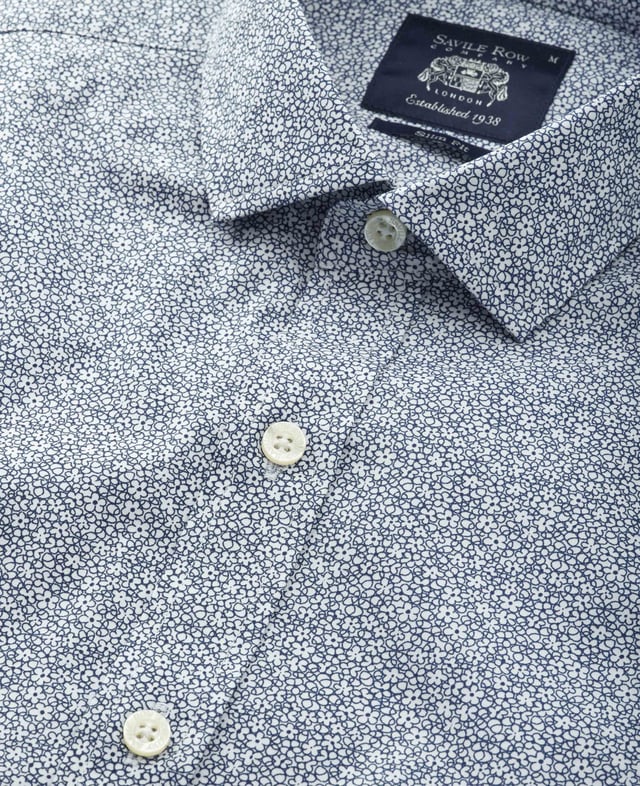 This printed slim fit shirt has been made from beautifully soft cotton with a hint of stretch to allow better movement and ultimate comfort. It's complete with our famous curl-resistant collar but has been given a shorter hem so you can wear it untucked.