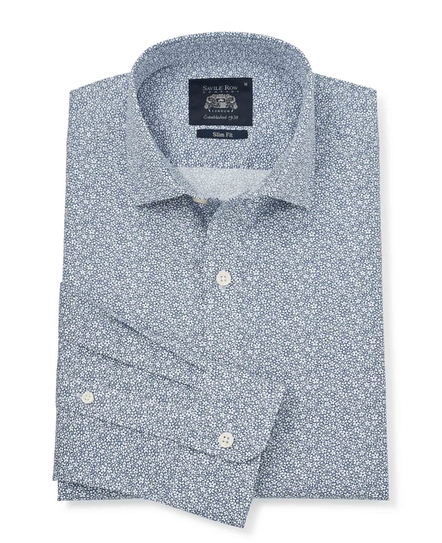 This printed slim fit shirt has been made from beautifully soft cotton with a hint of stretch to allow better movement and ultimate comfort. It's complete with our famous curl-resistant collar but has been given a shorter hem so you can wear it untucked.