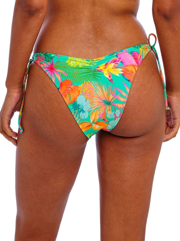 Freya Isla Margarita High Leg Bikini Brief. High leg briefs with cheeky coverage and the front and back lined with adjustable side ties. This product is recommended to be washed on a gentle wash cycle.