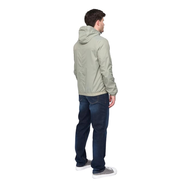 100% Nylon. Design: Plain. Fabric Technology: Durable, Lightweight. Cuff: Elasticated. Neckline: Hooded. Sleeve-Type: Long-Sleeved. Rubber Zip Pull. Hood Features: Adjustable, Bungee Cord. Pockets: 2 Chest Pockets, Zip, Flap Closure, 2 Side Pockets. Fastening: Full Zip. Hem: Elasticated. M: 40 in. L: 42 in. XL: 44 in.