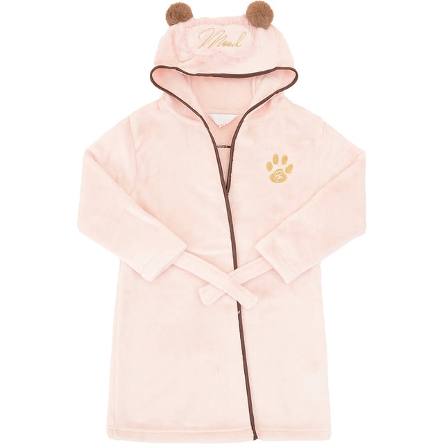 Cotton Blend Girls Mini Frenchie Eyemask Cosy Robe In Pink