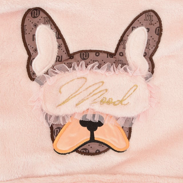 Cotton Blend Girls Mini Frenchie Eyemask Cosy Robe In Pink