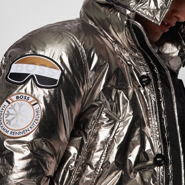 Mens BOSS C-Freeze Jacket in silver.- Hooded.- Stand collar.- Zip and button closure.- Patch pockets.- Chest pockets.- Inside zip pockets.- Ribbed cuffs.- Water-repellent jacket with branded patches.- Regular fit.- Ref: 50481749040