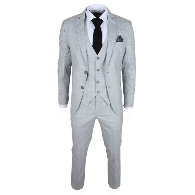 Make a lasting impression with this elegant Grey checked 3-piece suit, designed to bring modern sophistication to any formal occasion. Whether you're attending a wedding, leading a business meeting, or dressing to impress, this suit delivers a tailored fit that enhances your silhouette and boosts your confidence. Crafted from premium quality fabric, it combines durability with all-day comfort. The versatile set includes a blazer, vest, and trousers—perfect for creating classic or contemporary looks.\nElegant GreyChecked Design: Adds a refined touch of modern elegance to your formalwear.\nTailored Fit for a Sharp Look: Provides a sleek, polished silhouette that flatters your frame.\nPremium Quality Fabric: Made from a blend of 80% polyester and 20% viscose for comfort and durability.\nVersatile 3-Piece Set: Includes a blazer, vest, and trousers that can be worn together or styled separately.\nMaterial Composition: 80% Polyester, 20% Viscose.