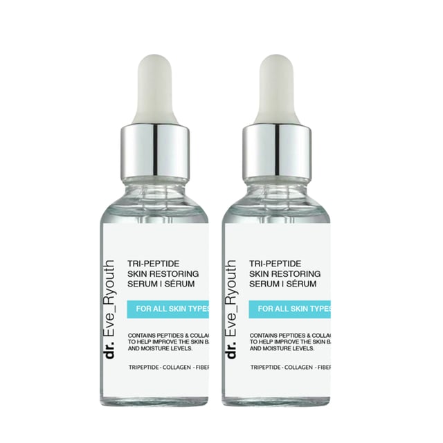2 x Tri Peptide Skin Restoring Serum 30ml Unique blend of Peptides that helps strengthen and improve skin integrity. Collagen increases elasticity and bounce to the skin. The skin will look brighter and more even over time.
To use the Triple Power Peptide Gamma Protein Active Serum, apply a few drops to clean skin in the morning and evening. Gently massage the serum into your face and neck until fully absorbed. With two bottles, you can ensure complete coverage and maximize the benefits of the peptides for your skin. For best results, follow up with your preferred moisturiser after the serum has absorbed, helping to lock in hydration and support your skin's overall health and appearance.