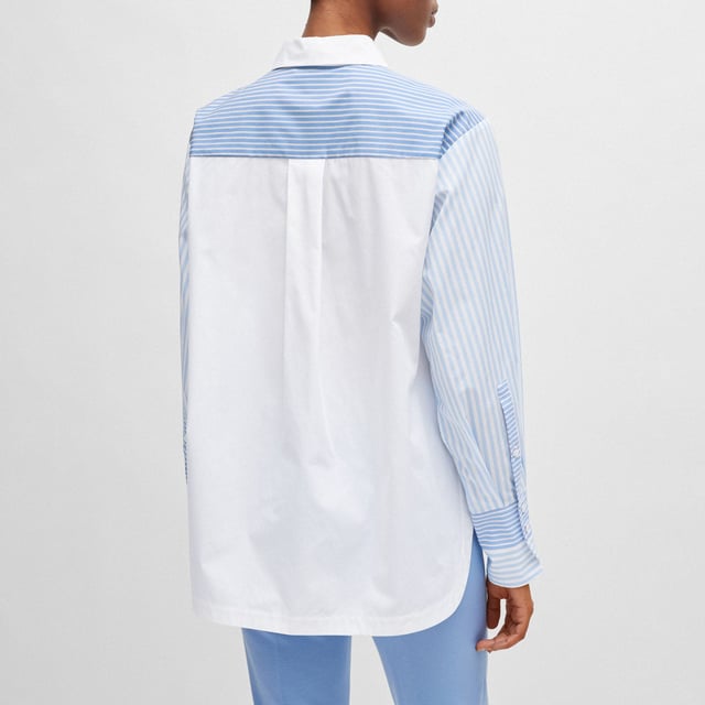 Women's Boss Betallina Pure-Cotton Blouse. Shirt from the BOSS collection made of patterned fabric. Model made of exceptionally comfortable, cotton material.- Loose cut for full freedom of movement.- Button fastening.- Buttoned cuffs.- Model with collar.- Thin, non-elastic fabric. Material: 100% Cotton. Ref: 50511828969.