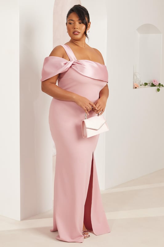 - Asymmetric design - Satin neckline - Knot detail - High leg split - Model height: 5'7" - Model wears uk 18 / us 14 / eur 46 - Always check the wash care label - Cool hand wash with mild detergent