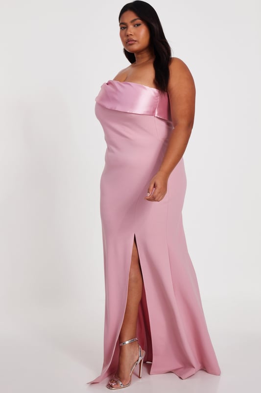 - Asymmetric design - Satin neckline - Knot detail - High leg split - Model height: 5'7" - Model wears uk 18 / us 14 / eur 46 - Always check the wash care label - Cool hand wash with mild detergent