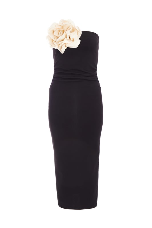 - Bandeau neckline - Corsage detail - Ruched waist - Bodycon style - Model height: 5'3" - Model wears uk 6 / us 2 / eur 34 - Always check the care wash label - Cool hand wash with mild detergent