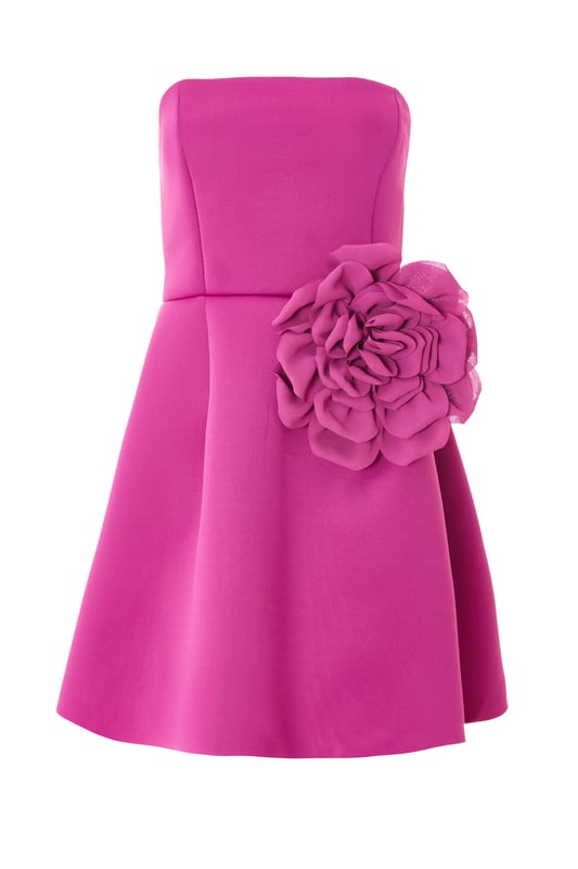 - Bandeau neckline - 3d flower detail - Seam details - A-line shape - Model height: 5'8" - Model wears uk 8 / us 4 / eur 36 - Always check the wash care label - Cool hand wash with mild detergent