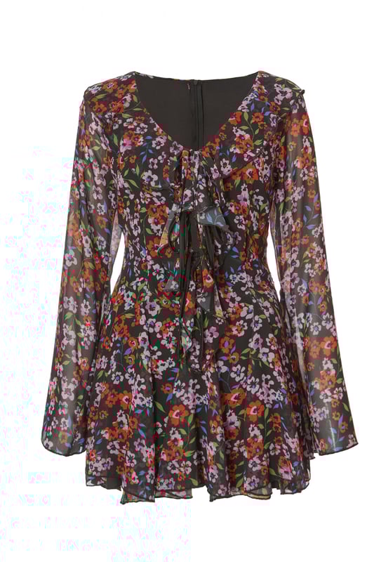 - Chiffon finish - Floral print - Ruffle design - Tie front detail - Model height: 5'9" - Model wears uk 8 / us 4 / eur 36 - Always check the care wash label - Cool hand wash with mild detergent