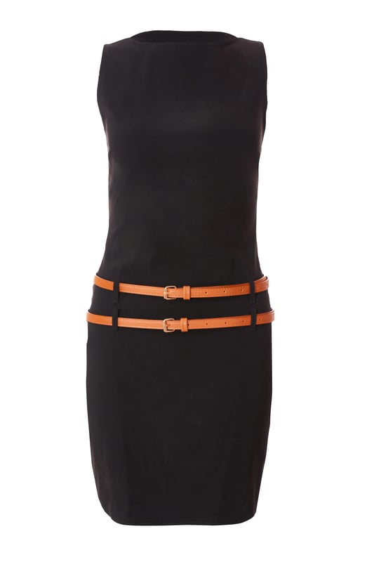 - Boat neck - Double belt detail - Bodycon fit - Mini length - Model height: 5'9" - Model wears uk 8 / us 4 / eur 36 - Always check the wash care label - Cool hand wash with mild detergent