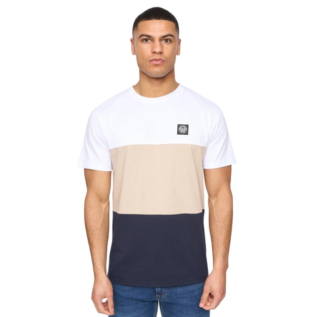 100% Cotton. Fabric: Soft Touch. Design: Colour Block, Logo. Neckline: Crew Neck. Sleeve-Type: Short-Sleeved. Fit: Regular. S: 38 in. M: 40 in. L: 42 in. XL: 44 in. XXL: 46 in.