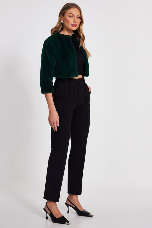 - Faux fur finish - Cropped sleeves - Hook and eye closure - Cropped fit - Cape style - Always check the wash care label - Cool hand wash with mild detergent