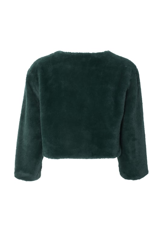 - Faux fur finish - Cropped sleeves - Hook and eye closure - Cropped fit - Cape style - Always check the wash care label - Cool hand wash with mild detergent