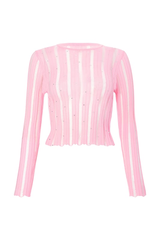 - Knitted finish - Round neckline - Diamante detail - Long sleeves - Model height: 5'6" - Model wears uk 8 / us 4 / eur 36 - Always check the wash care label - Cool hand wash with mild detergent