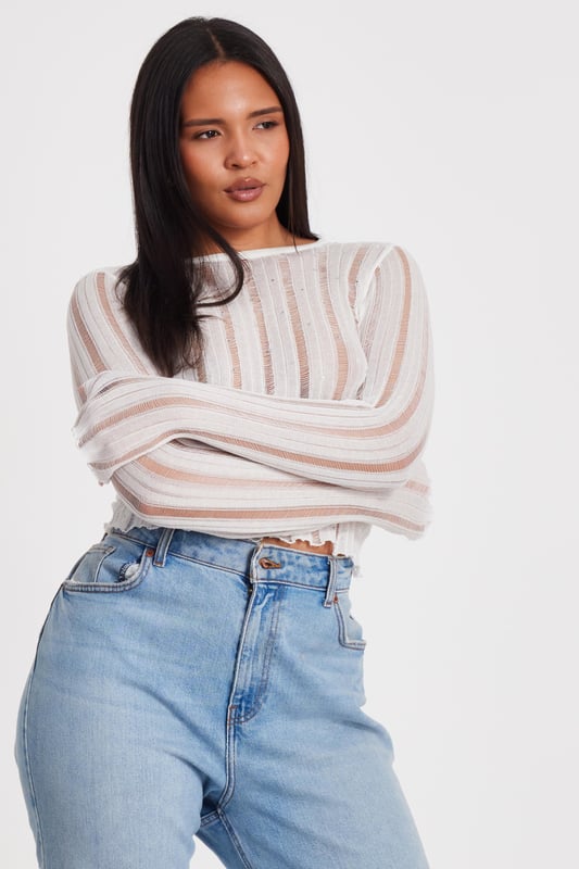 - Knitted finish - Round neckline - Diamante detail - Long sleeves - Model height: 5'9" - Model wears uk 8 / us 4 / eur 36 - Always check the wash care label - Cool hand wash with mild detergent
